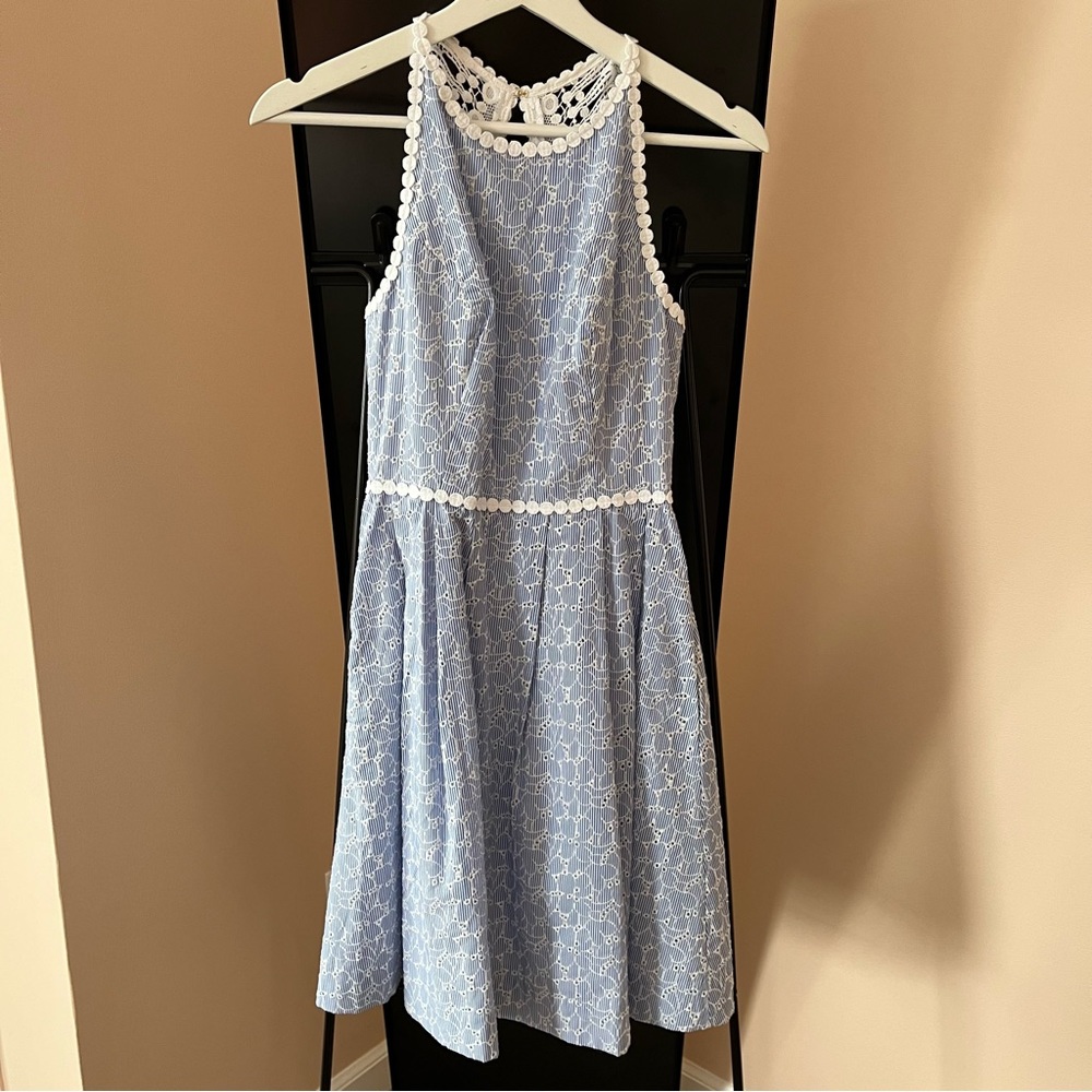 Lilly Pulitzer Tori Dress Yarn Dye Stripe Floral Eyelet Size 00 NWT